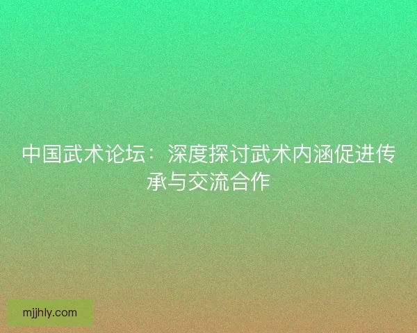 中国武术论坛：深度探讨武术内涵促进传承与交流合作